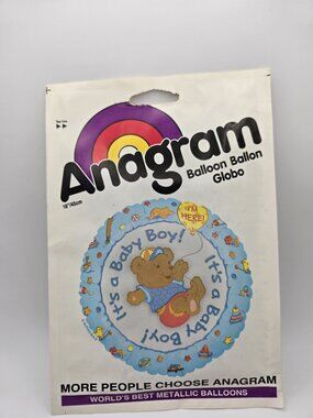 Anagram Vintage "It's a Baby Boy!' Metallic Helium Balloon 1990s Gender Reveal